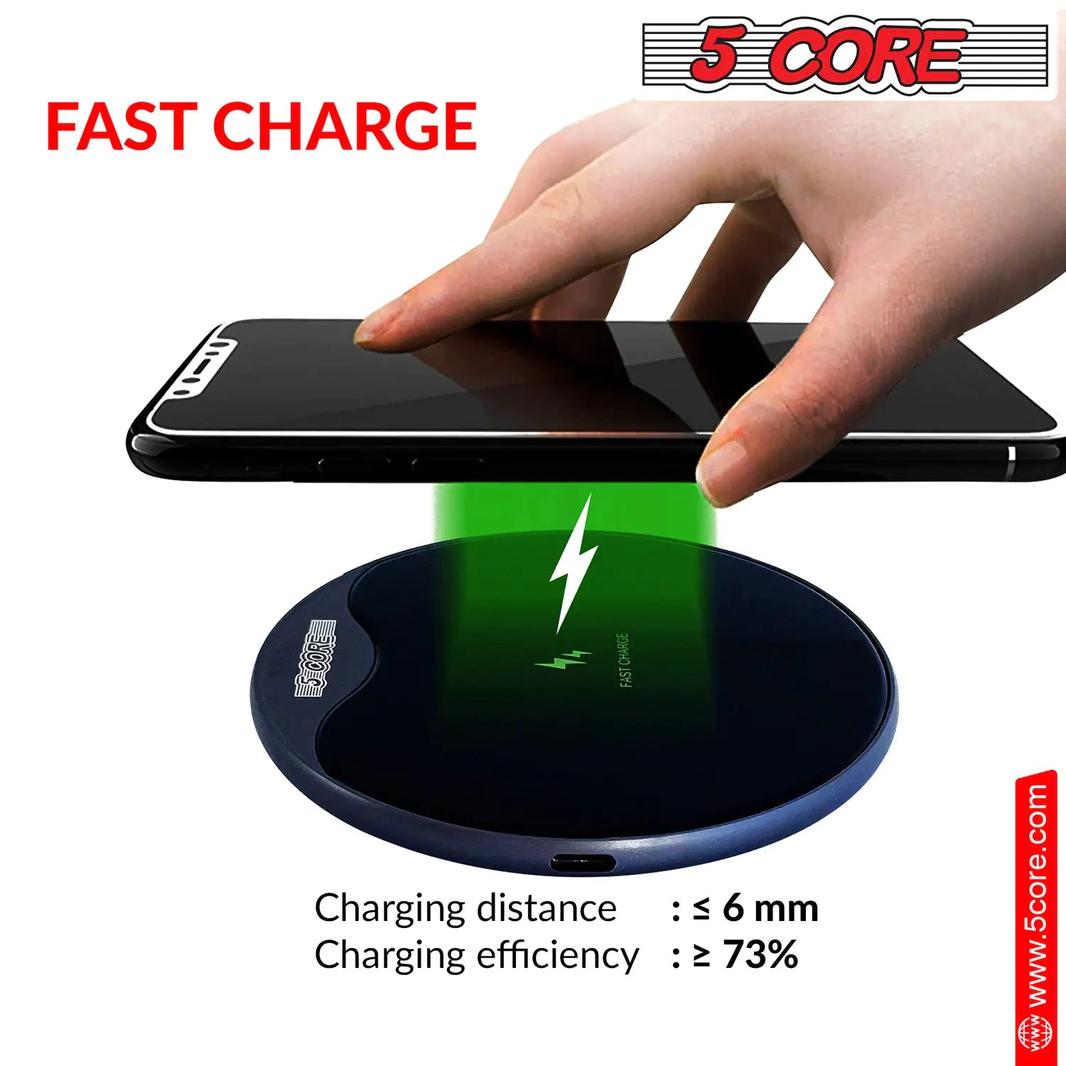 5 Core Wireless Charging Pad 15W Qi-Certified Fast Phone Charging Mat Cargador Inalámbrico